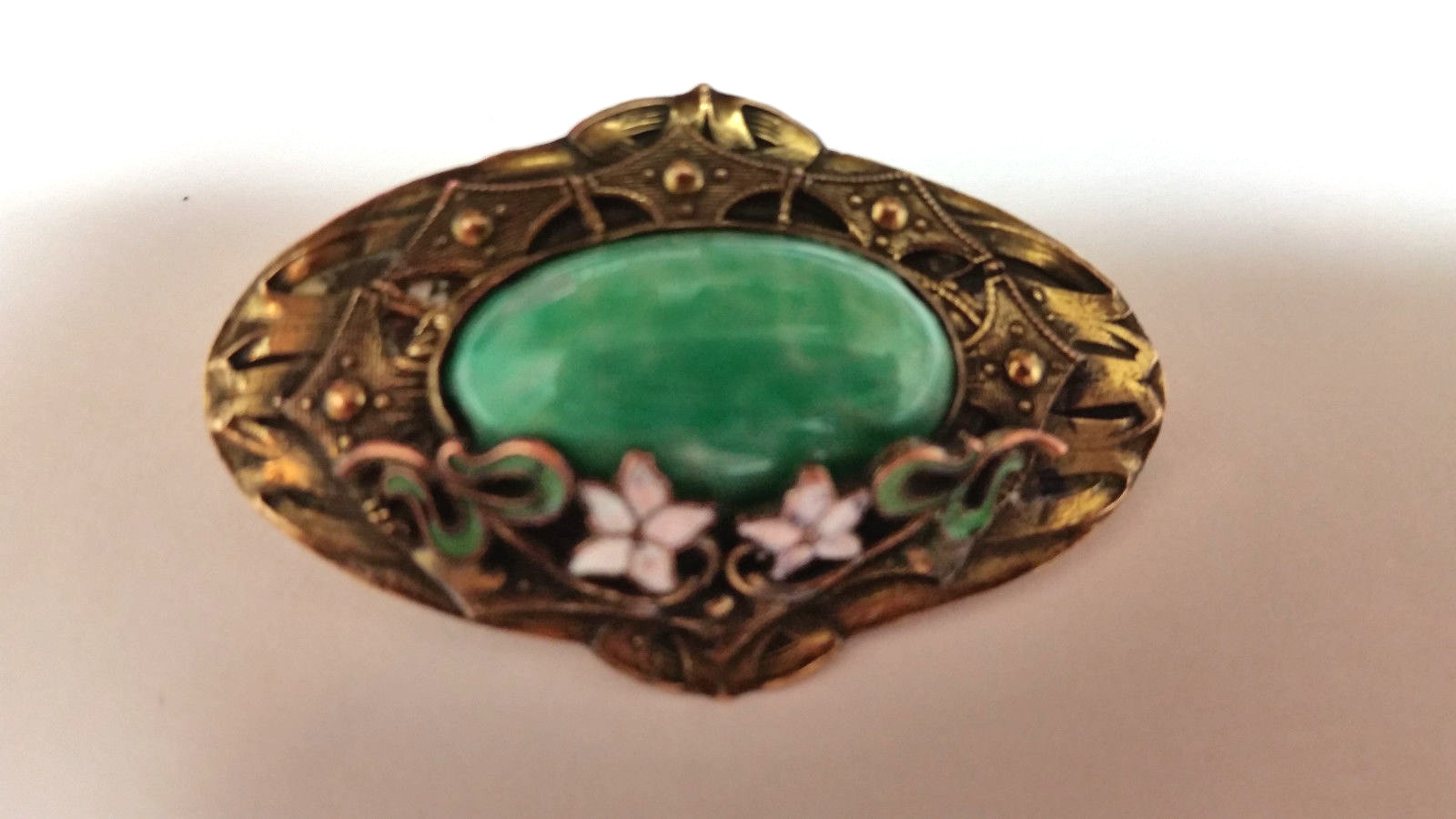 CHINESE INFLUENCE ART NOUVEAU DECO CZECH ENAMEL FLOWER PEKING BROOCH NEIGER?