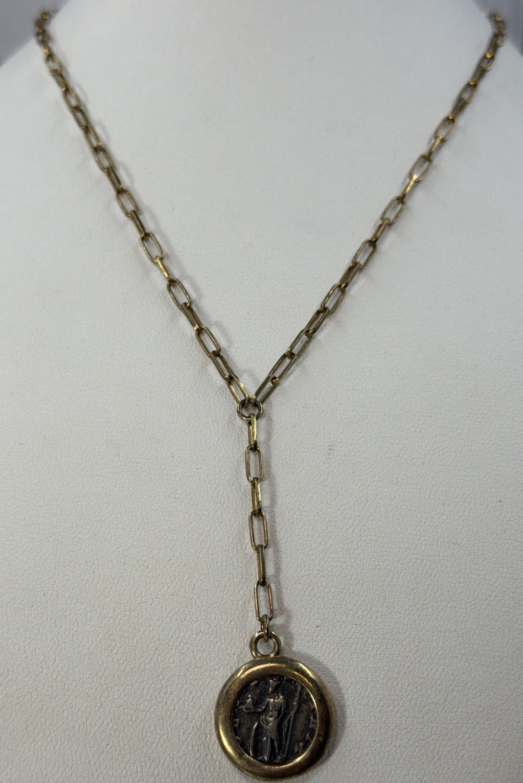 Vintage Dyadema Sterling Silver 925 Gold Vermeil Greek Roman Coin Link Necklace