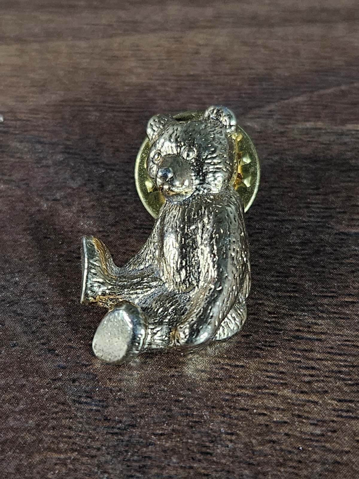Vintage 4 Brooch Pin Lot Gold Tone Animals Teddy Bear Bird Crab