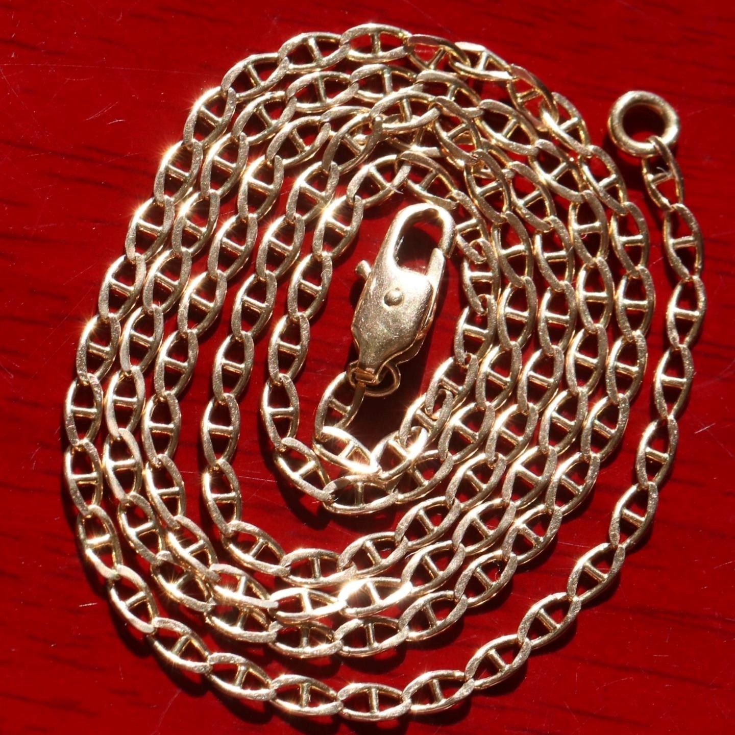 14k yellow gold necklace 18.75″ anchor / mariner link chain vintage 4.25gr N3642