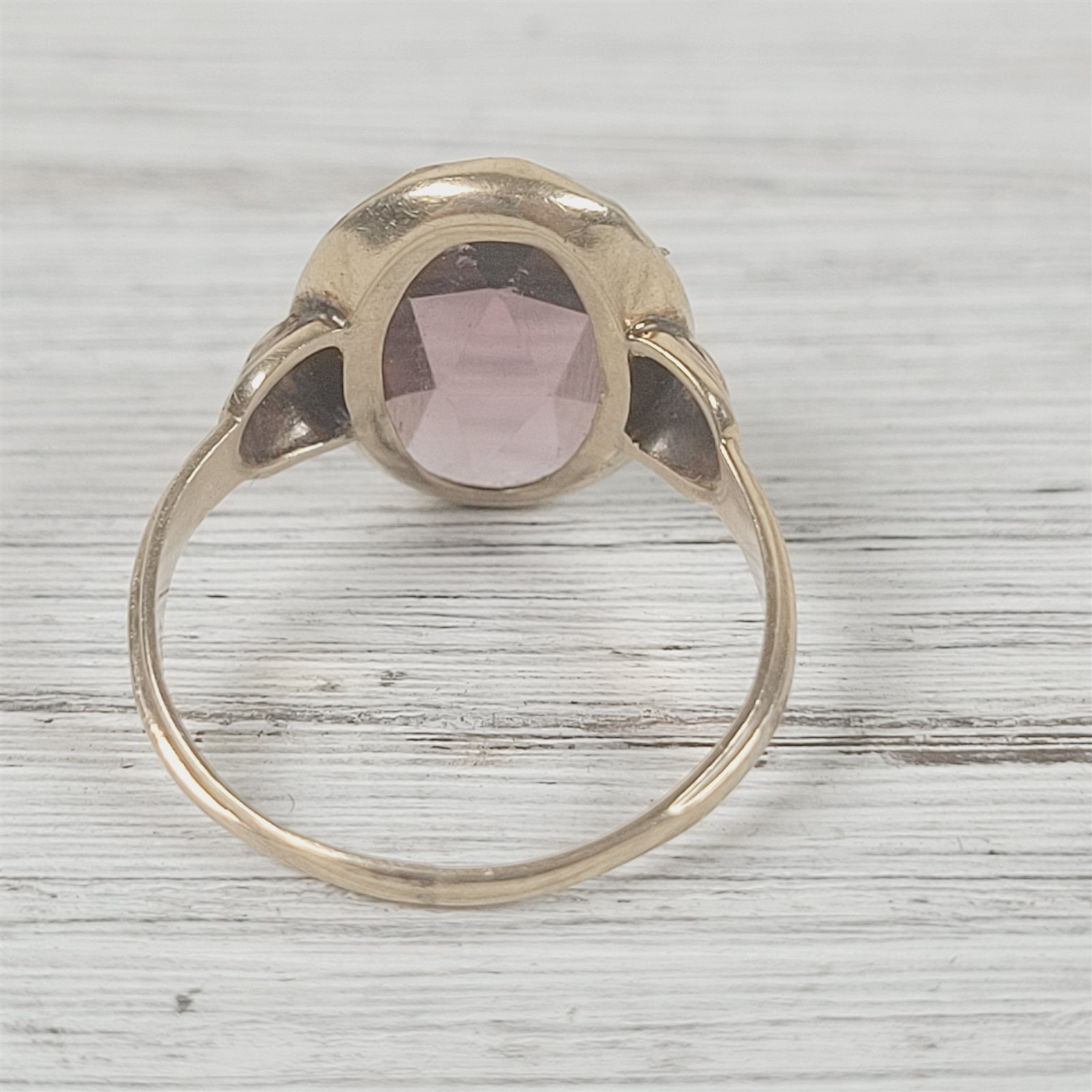 Art Deco Antique 14K Yellow Gold Purple Cushion Cut Ring 6.5 Vintage Luxury