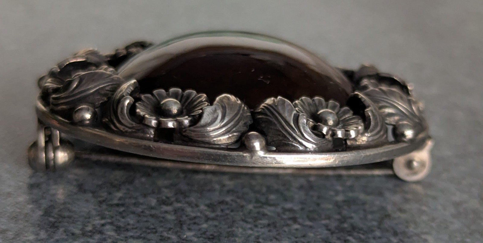 Vintage Sterling Silver Denmark NE FROM Amber Round Floral Pin Brooch Neils Erik