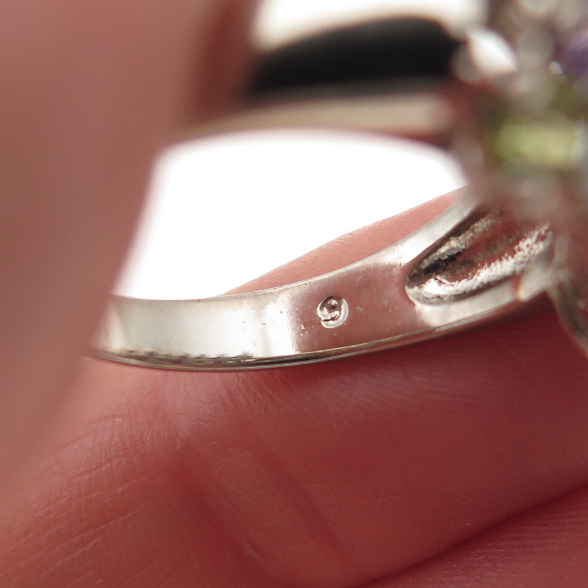 DBJ Dee Berkle 925 Sterling Silver Vintage Real Multi-Color Gem Ring Size 9