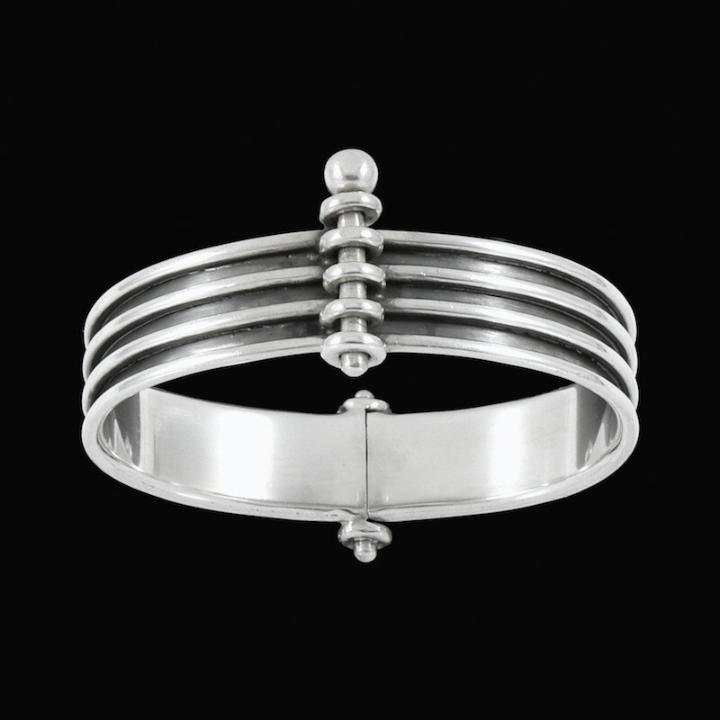 Hans Hansen. Art deco Hindged Sterling Silver Bangle.