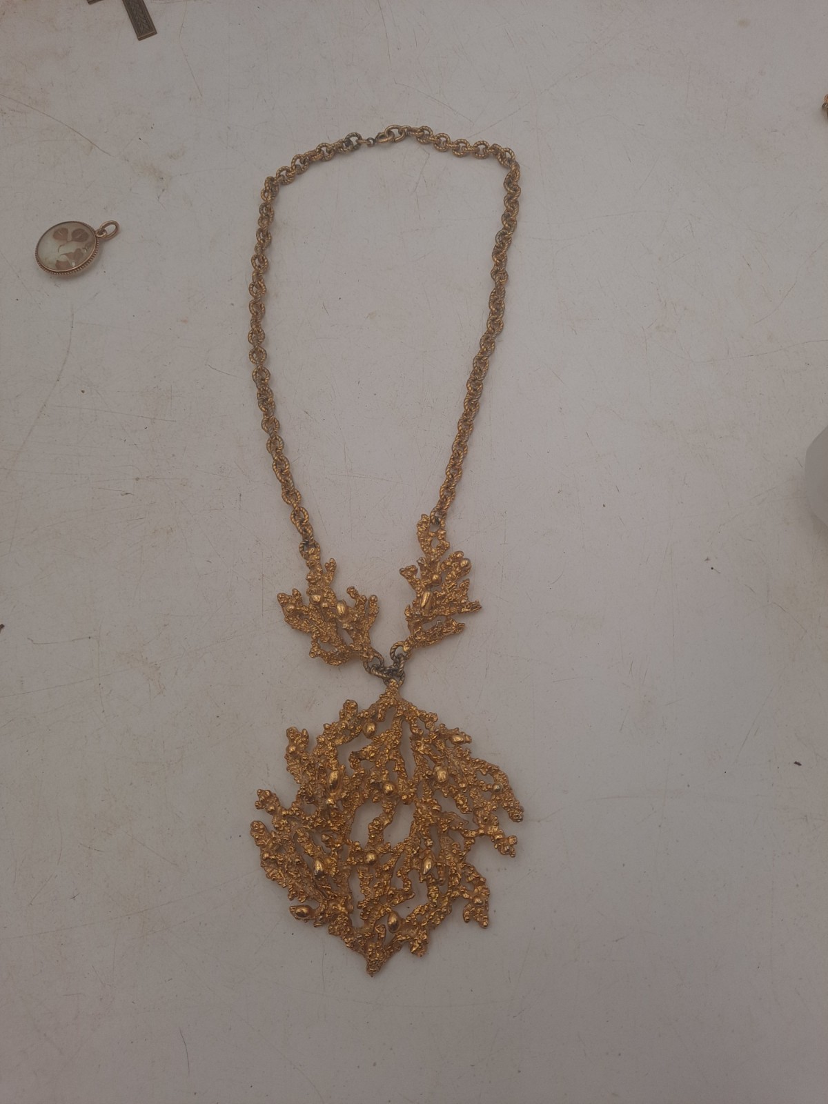 Vtg 1971 Napier “Sea Fern” Gold Tone Necklace Designed by Eugene Bertolli