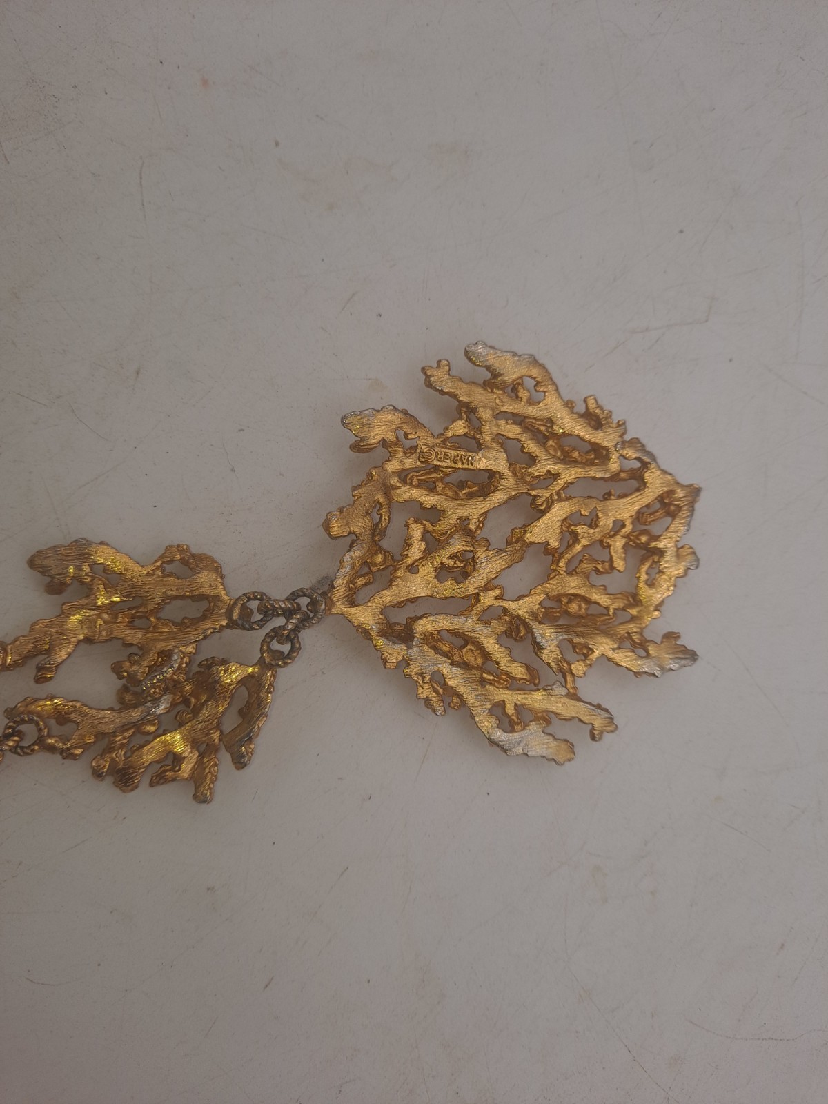 Vtg 1971 Napier “Sea Fern” Gold Tone Necklace Designed by Eugene Bertolli