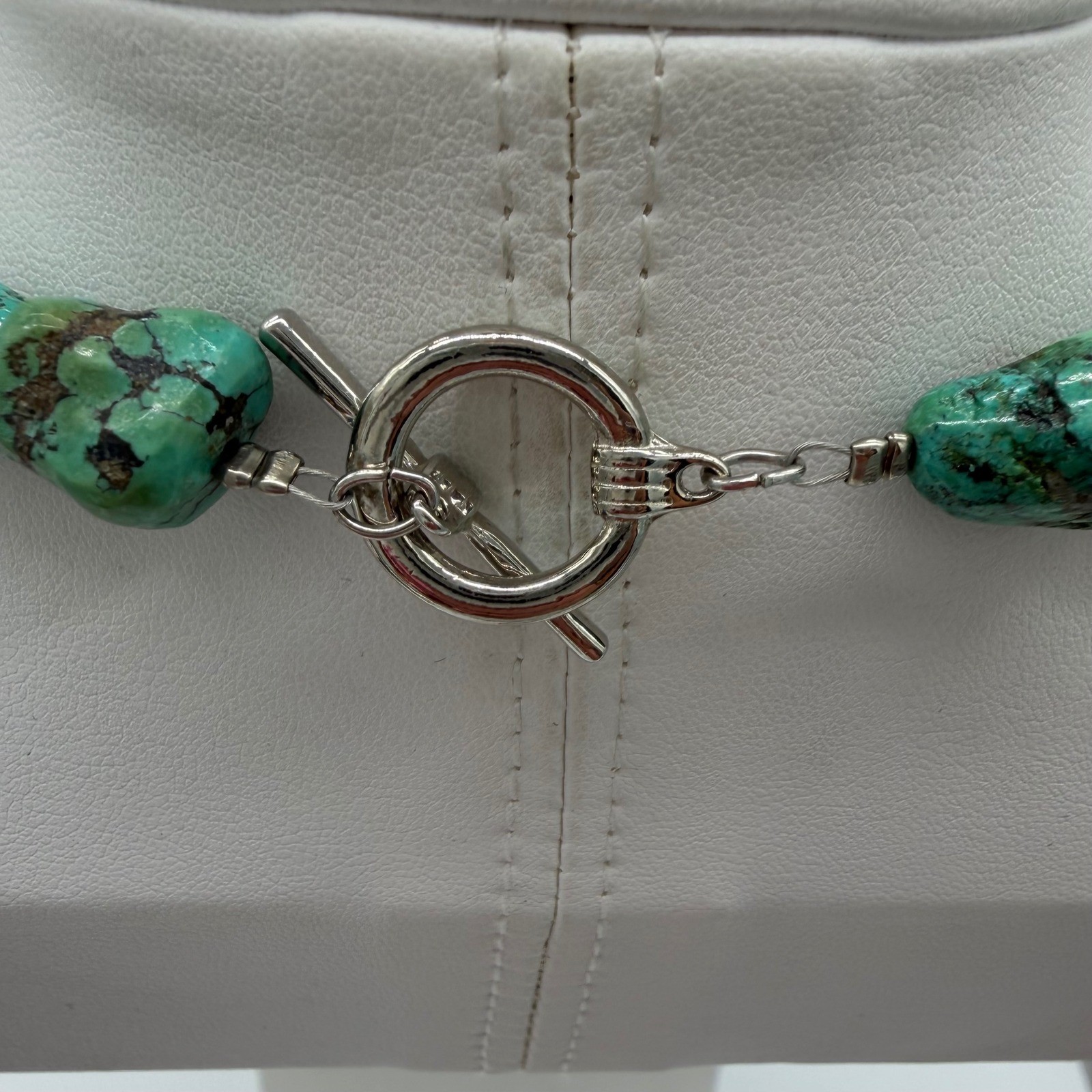 Vintage Turquoise Nugget Statement Necklace Abalone Pendant