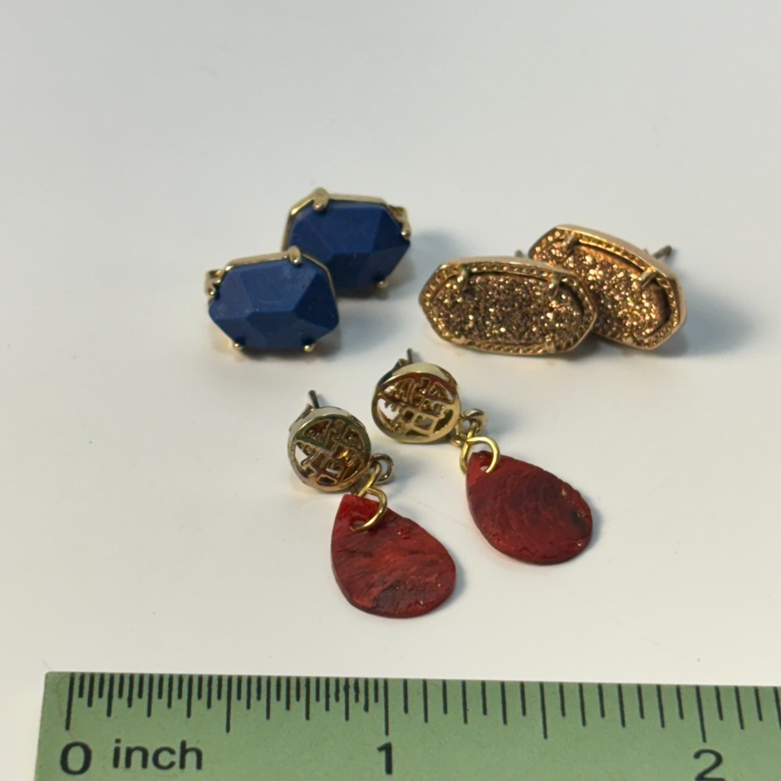 Earring Lot Boho Vintage Western Gold Tone Shell Acrylic