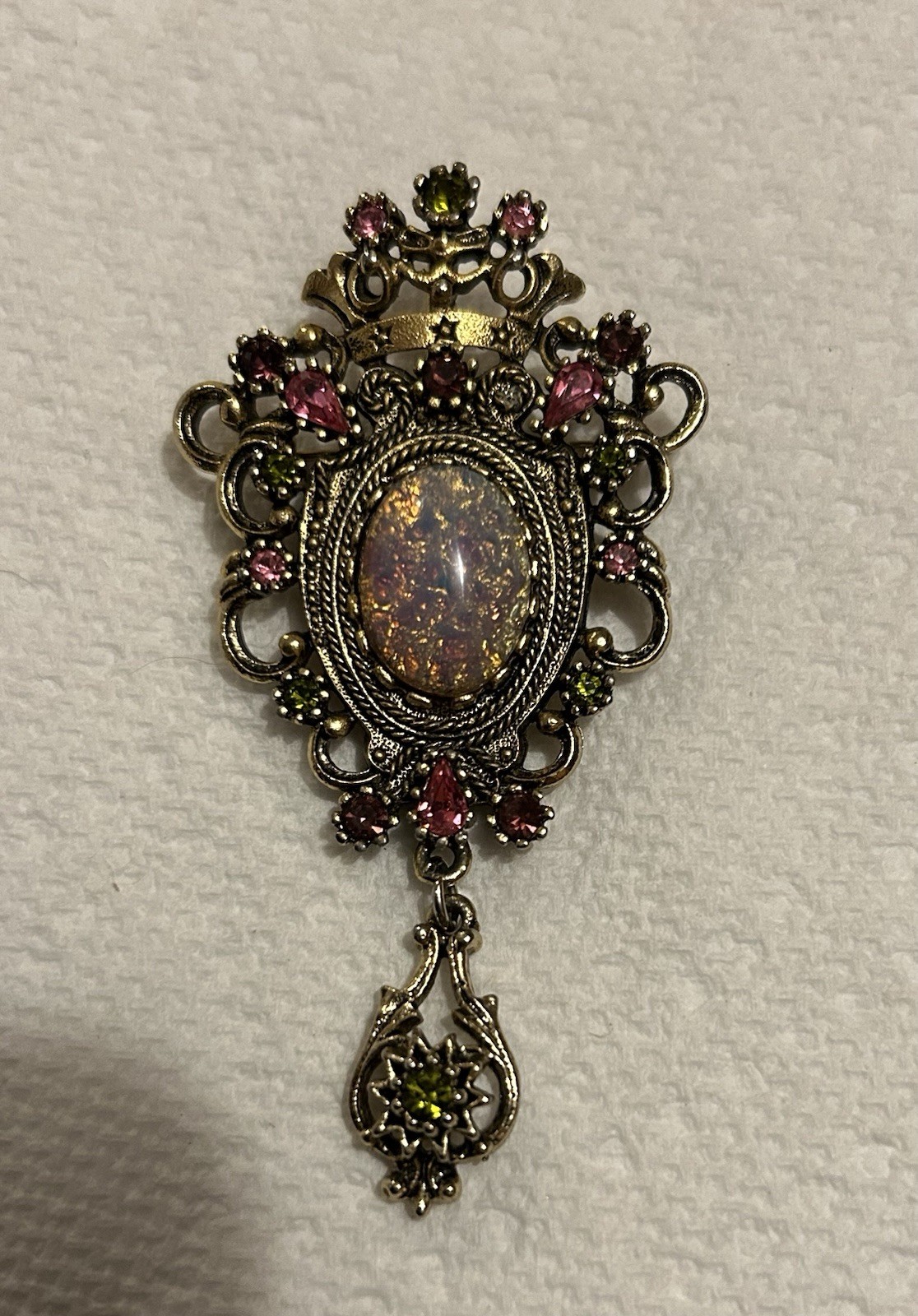 VINTAGE SARHA COVENTRY CROWN TOP BROOCH RINE STONES FREE SHIPPING USA