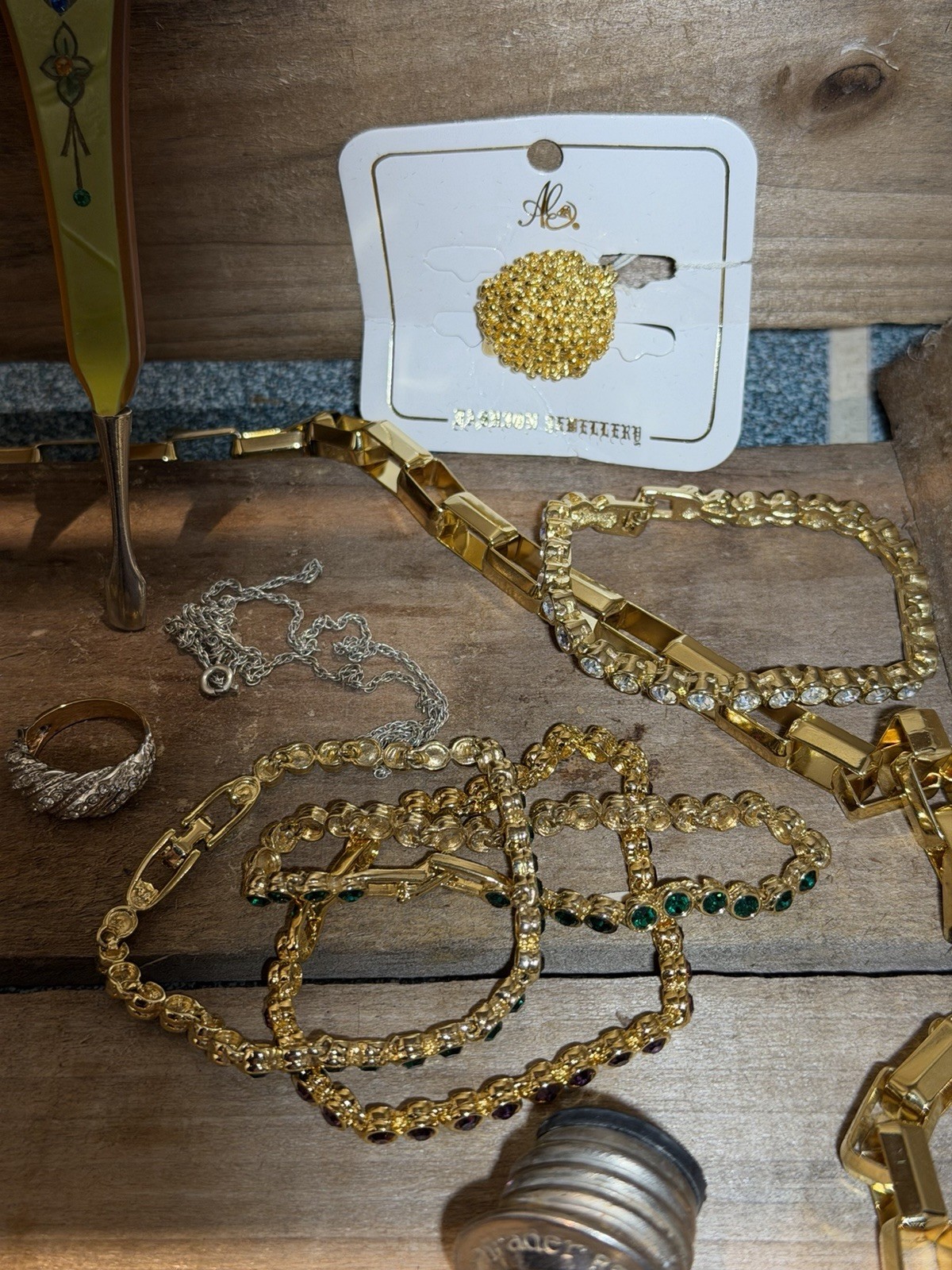 Estate Jewelry Lot: Stacking Sterling Rings Jewel Kit Box Vintage Costume