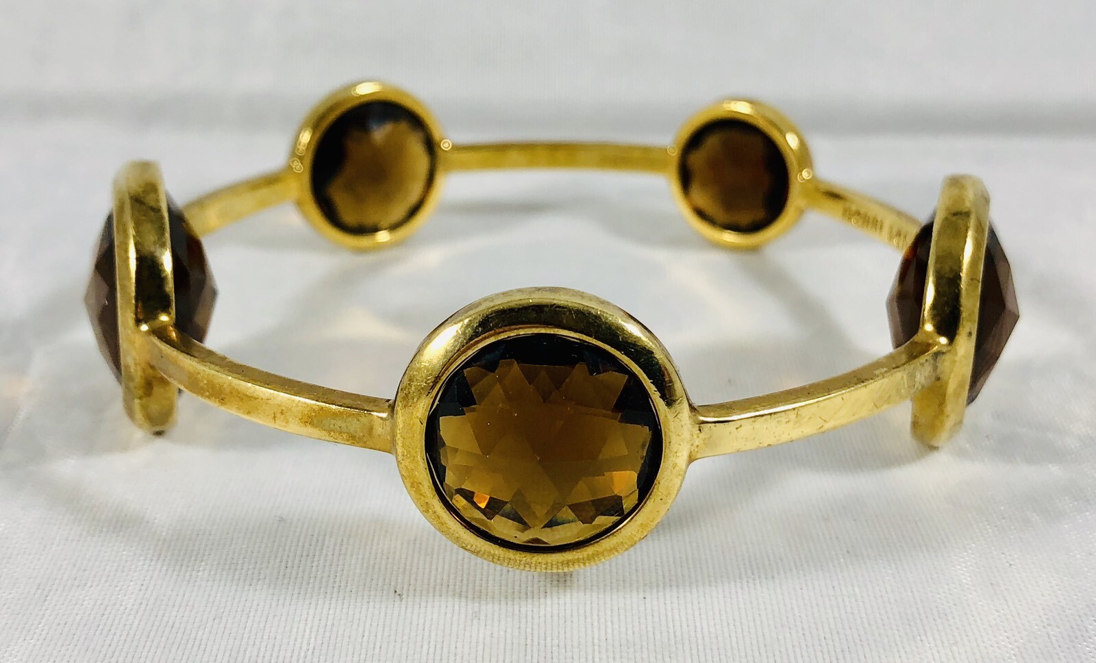 Vintage Henri Bendell Bangle Bracelet Goldtone Faceted Glass