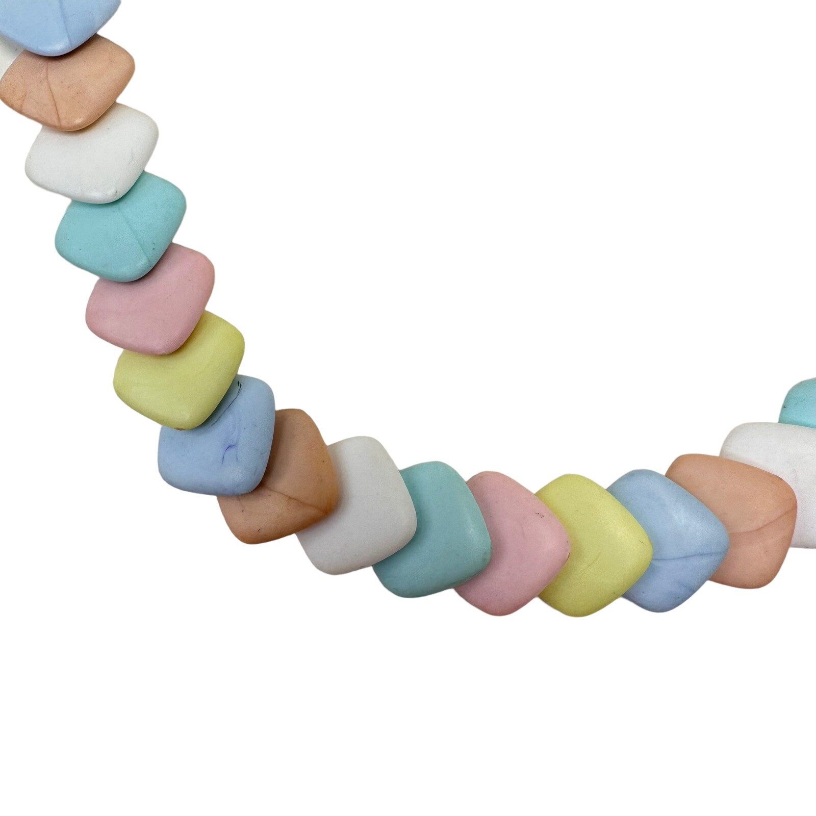 Vtg 1950s “Candy” Pastel Multi Color Overlapping Square Acrylic Bead Necklace