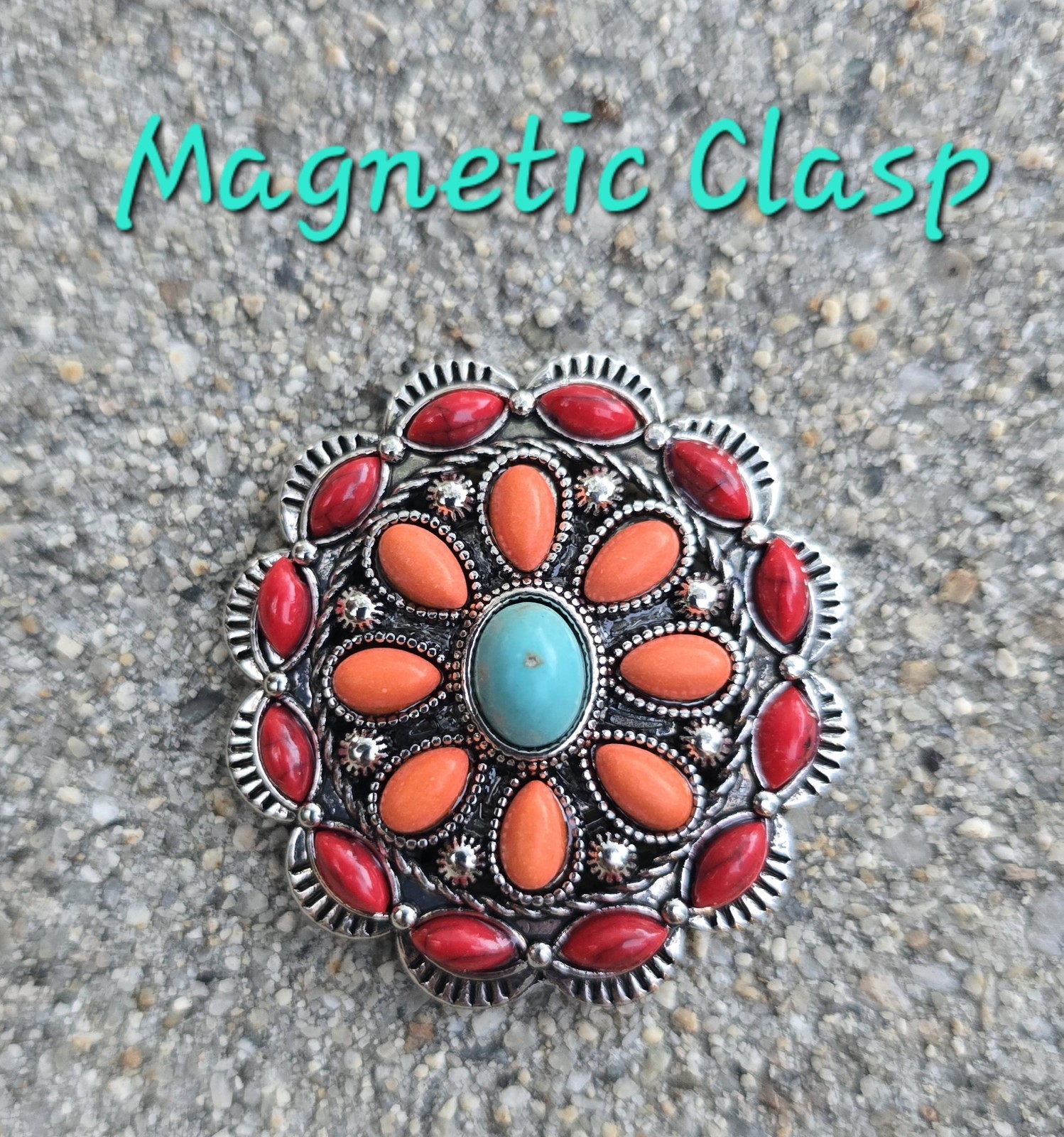 Magnetic Brooch, Faux Turquoise stone. Western Jewelry, Scarf, Hat Magnetic Pin