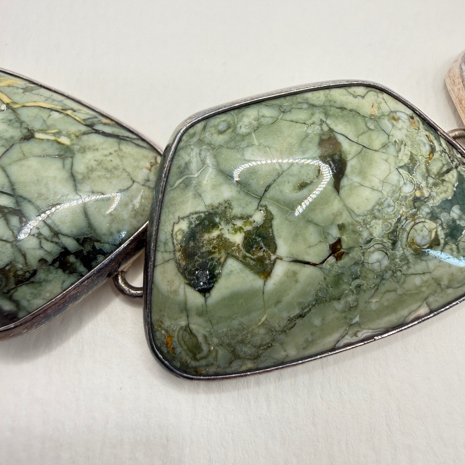 Citlal Castillo Rhyolite Jasper Toggle Bracelet Mexican Sterling Silver Chunky