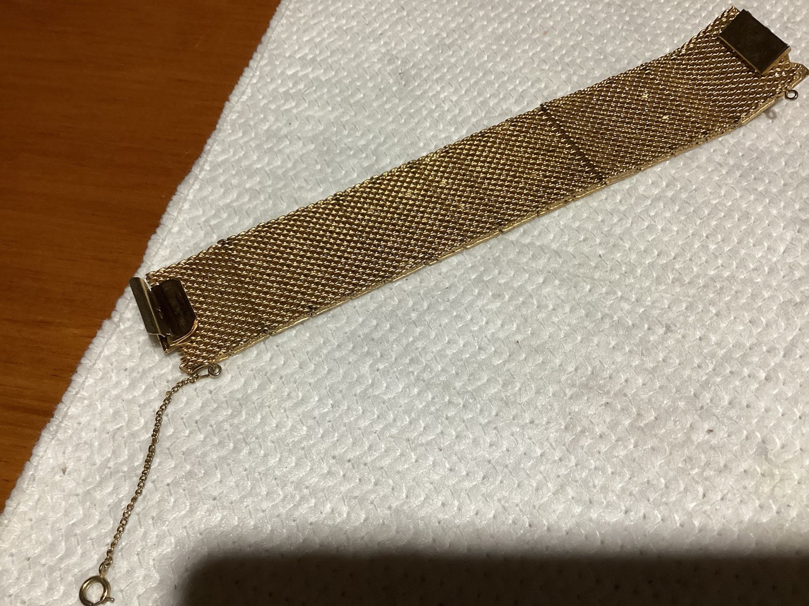 Vintage Wide Gold Tone Unsigned Panel Bracelet 7 3/4” Long