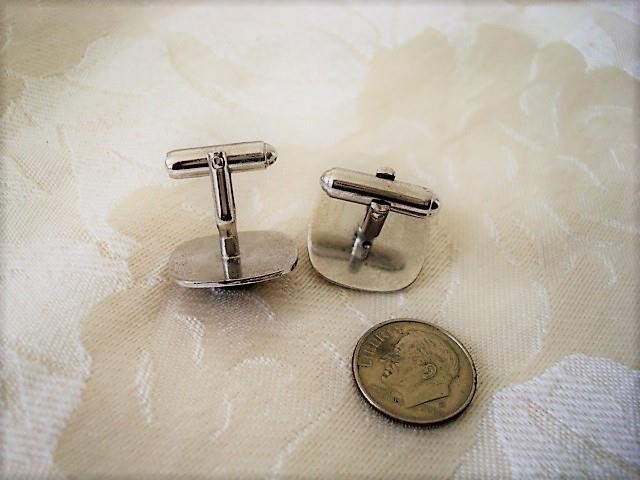 Vintage Anson Silver Tone and Gray Mother of Pearl Shell Cufflinks KJ