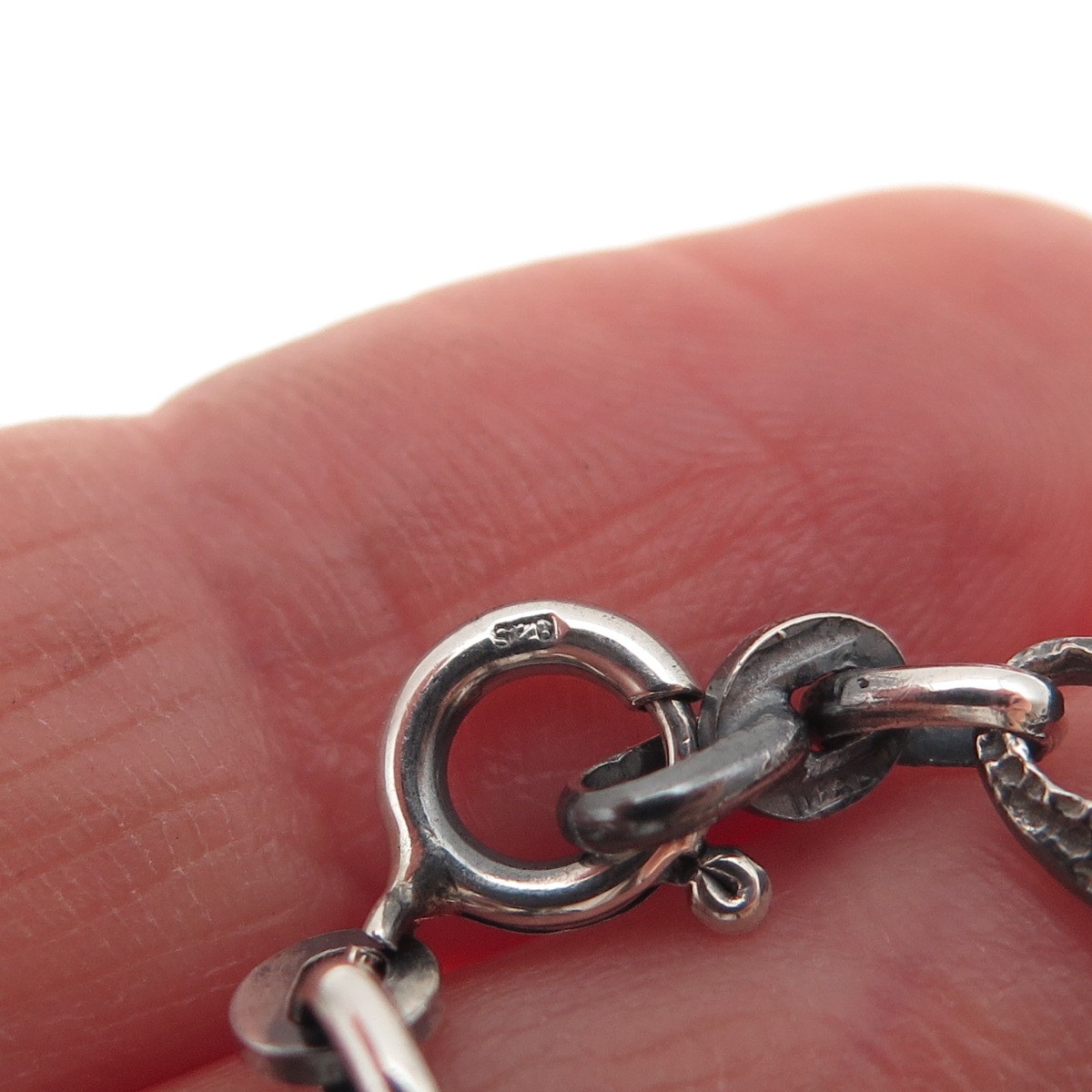 925 Sterling Silver Vintage Italy Oxidized Anchor Mariner Chain Necklace 32″