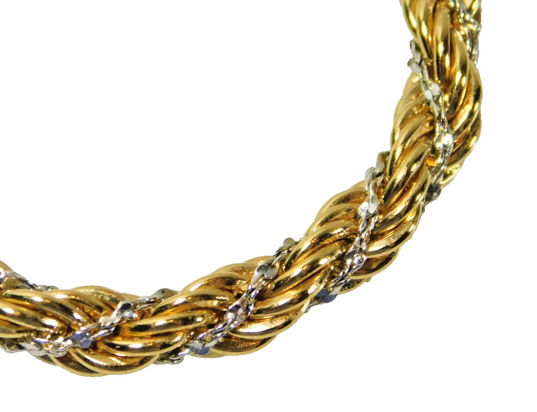 Vintage Monet Gold and Silver Two Tone Thick Twisted Rope Chain 20″ Necklace