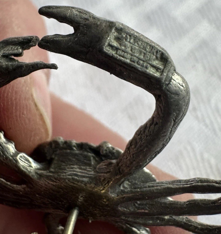 Vintage Salisbury Pewter Crab Brooch Maryland Chesapeake Bay Jewelry Figural