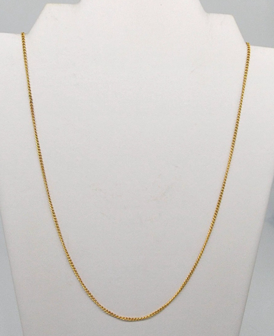 Gold Tone 23.5″ Thin Curb Link Chain Necklace Delicate Minimalist Barrel Clasp