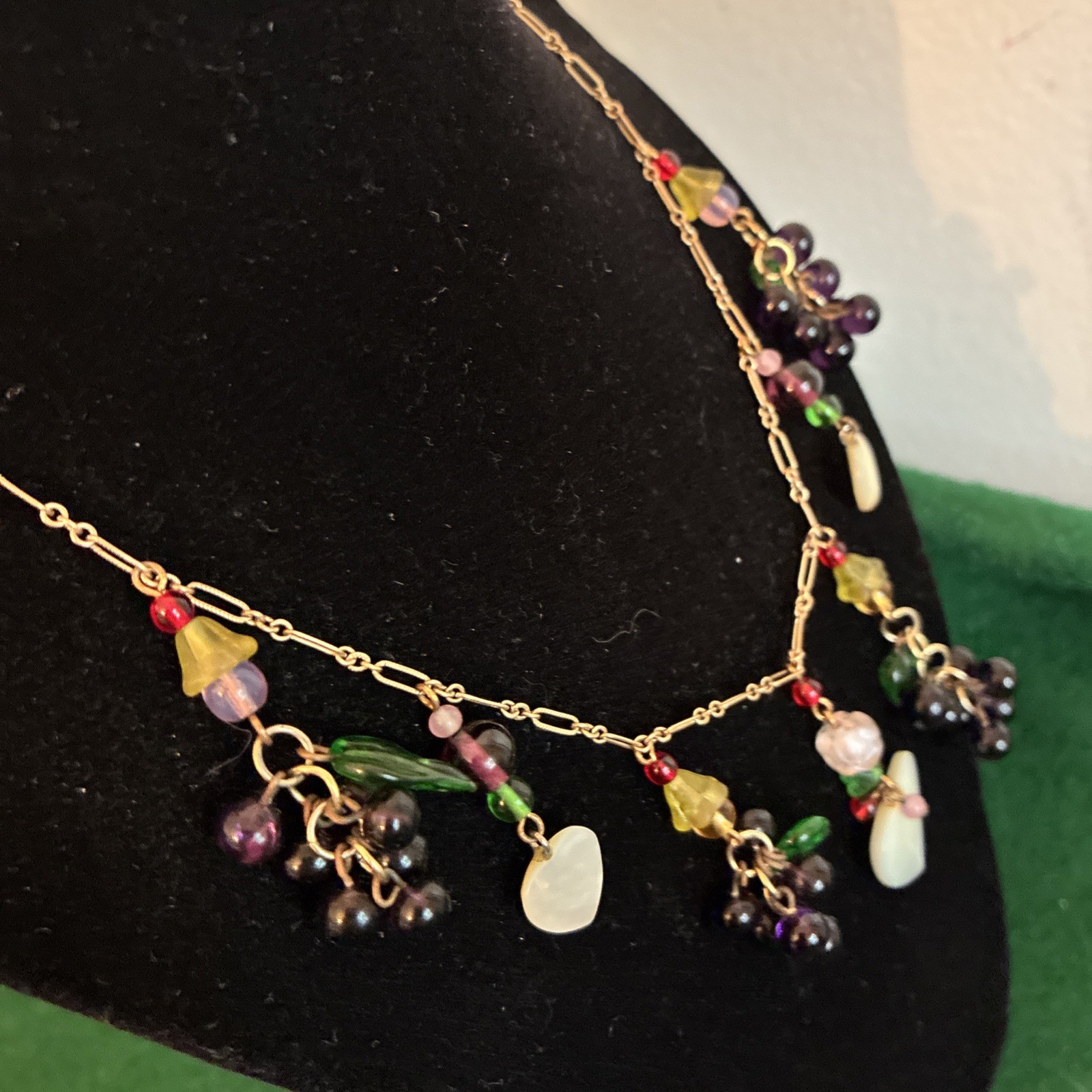 Vintage Hand Crafted Amazing Heart & Grape Cluster Dangle Necklace & Earrings