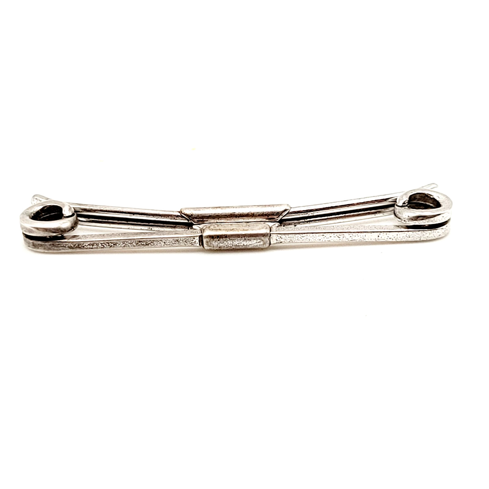 Swank 1930s Sterling Silver Collar Bar Stay Clip Patent 75818 Curved Flex Design