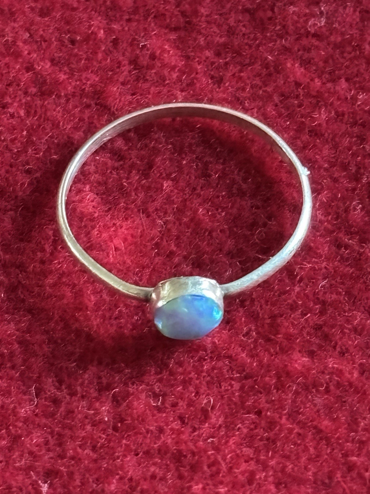 Vintage Sterling Silver Blue Opal Ring Size 5.5 .925