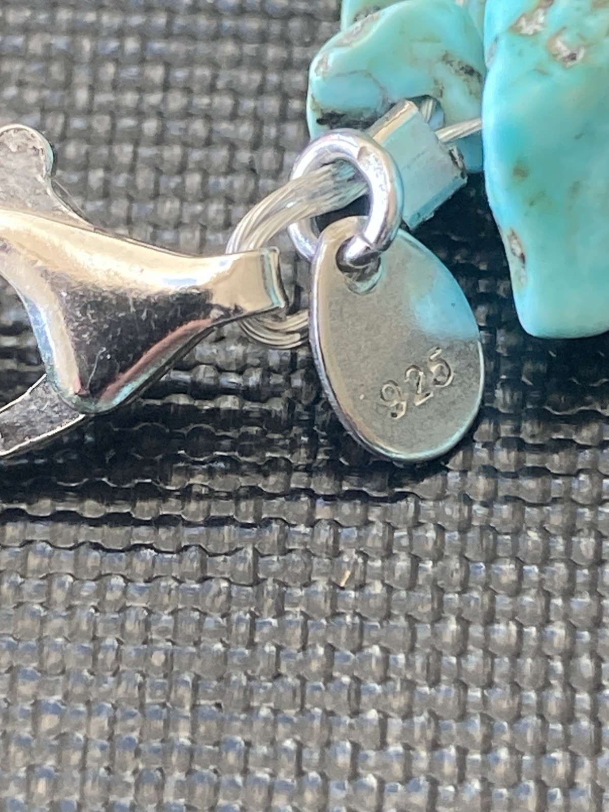 Blue Stone Statement Necklace 17″ Turquoise Sterling Chucky Southwestern ATI 925
