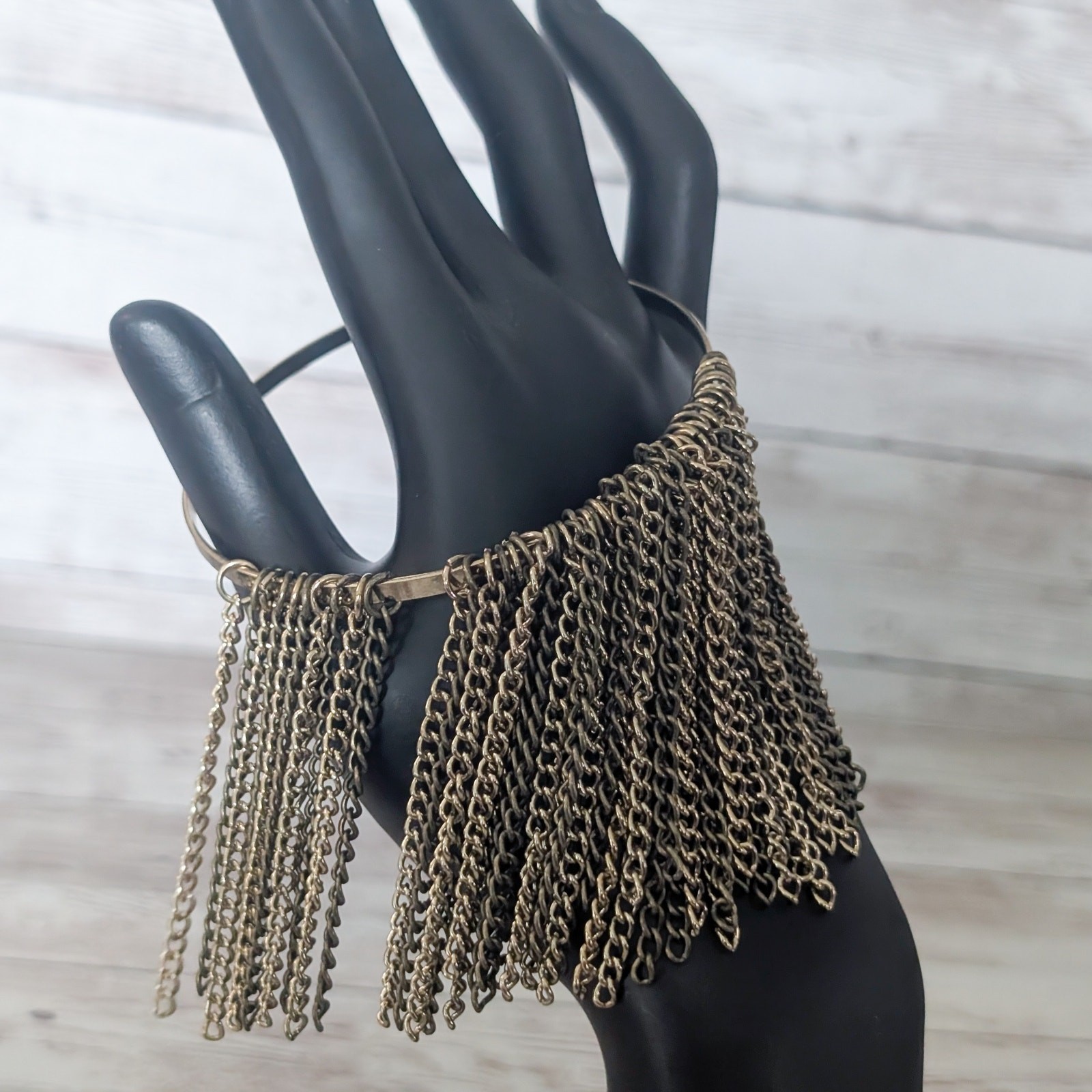 Vintage Bracelet Chain Dangle Statement Bangle 8.25″