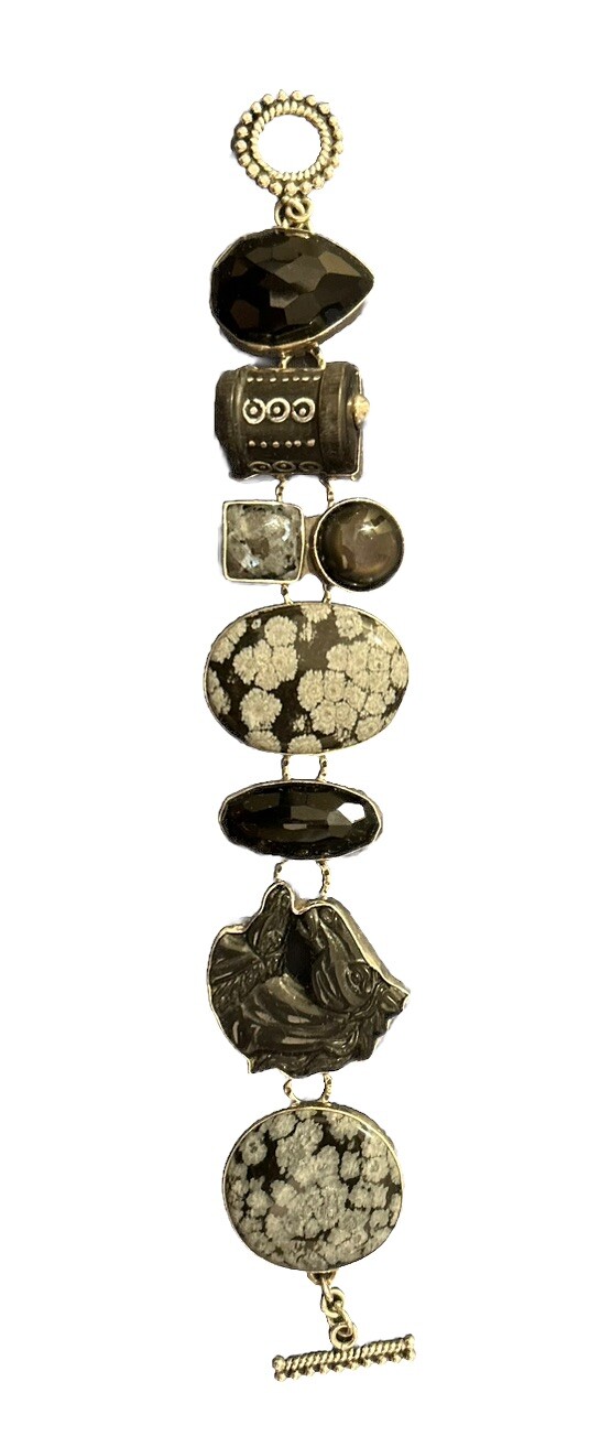 Amy Kahn Russell Vintage Sterling Multi Stone Horse Toggle Bracelet