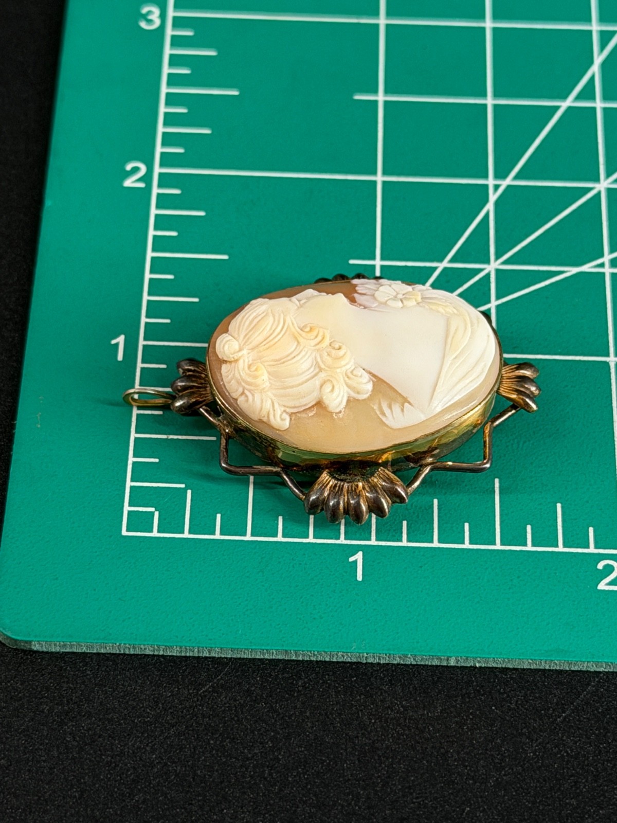 Vintage Shell Cameo Brooch Pendant 12K Gold Filled Lady Portrait Art Deco