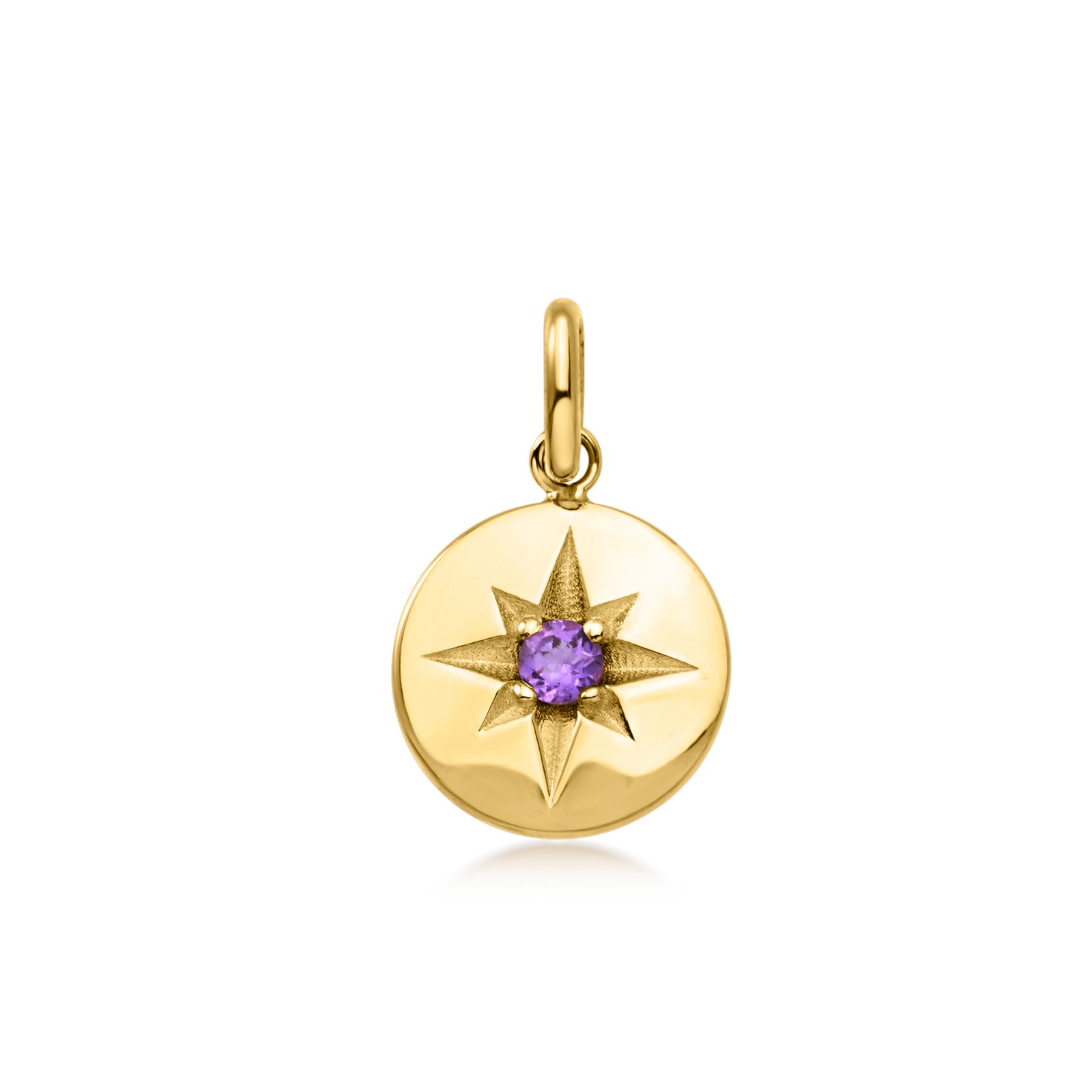 May/Lab-Grown Emerald – Italian Birthstone Starburst Charm in 10kt Yellow Gold