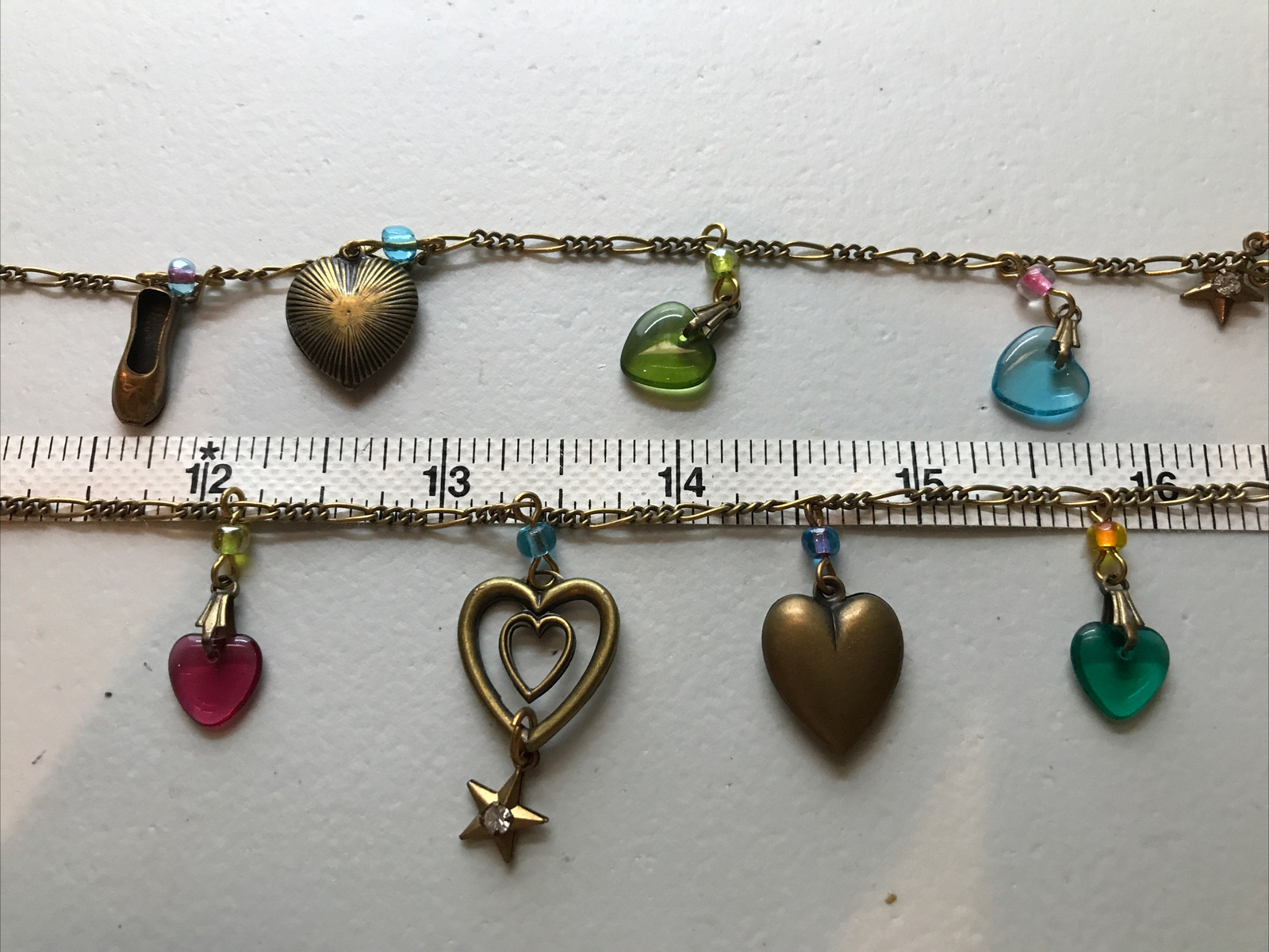 Vintage Glass Works Studio Glass & Brass Charms in Multi Colors Necklace 5