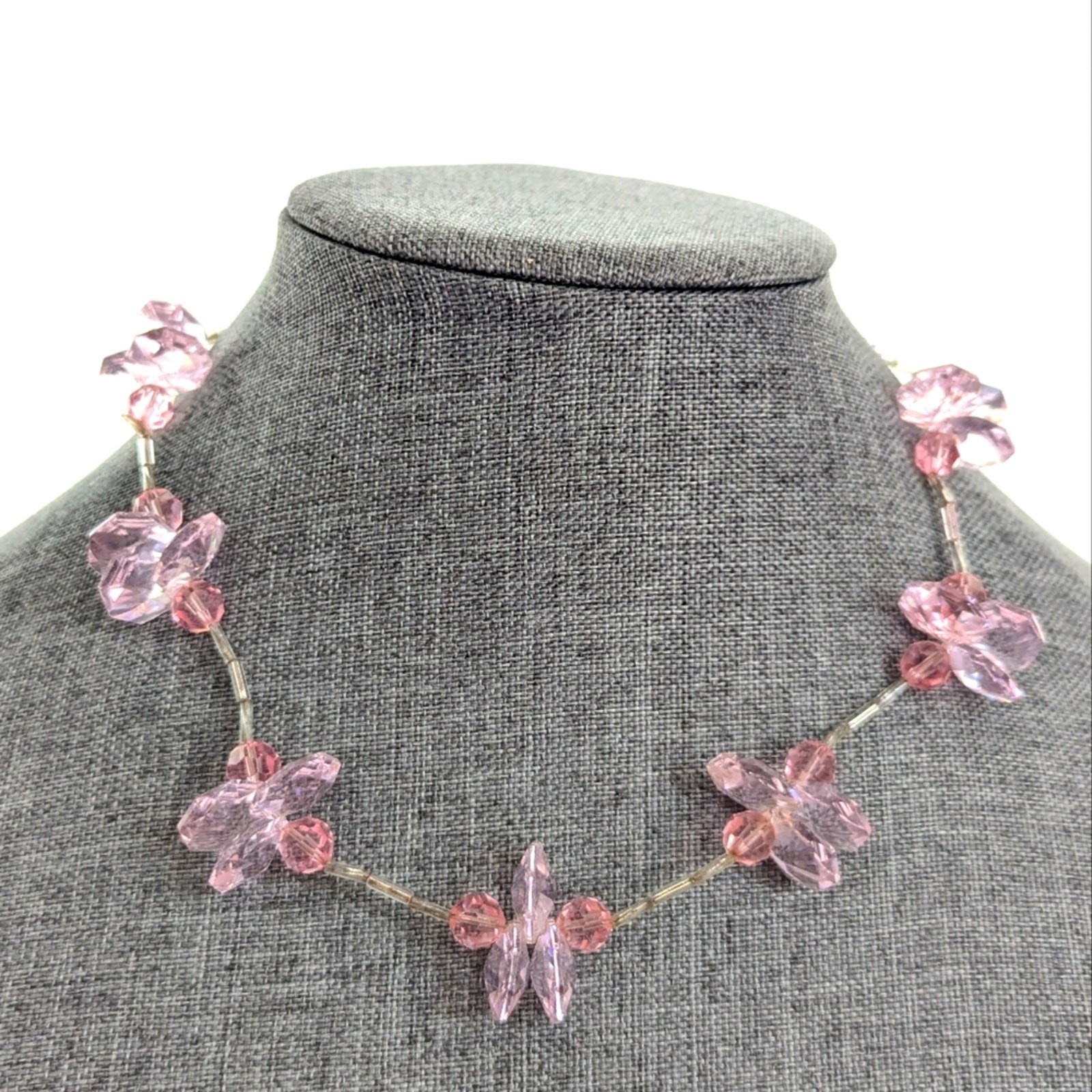 Vintage Y2K Stunning Glass Crystal Beaded Floral Wedding Guest Choker Necklace