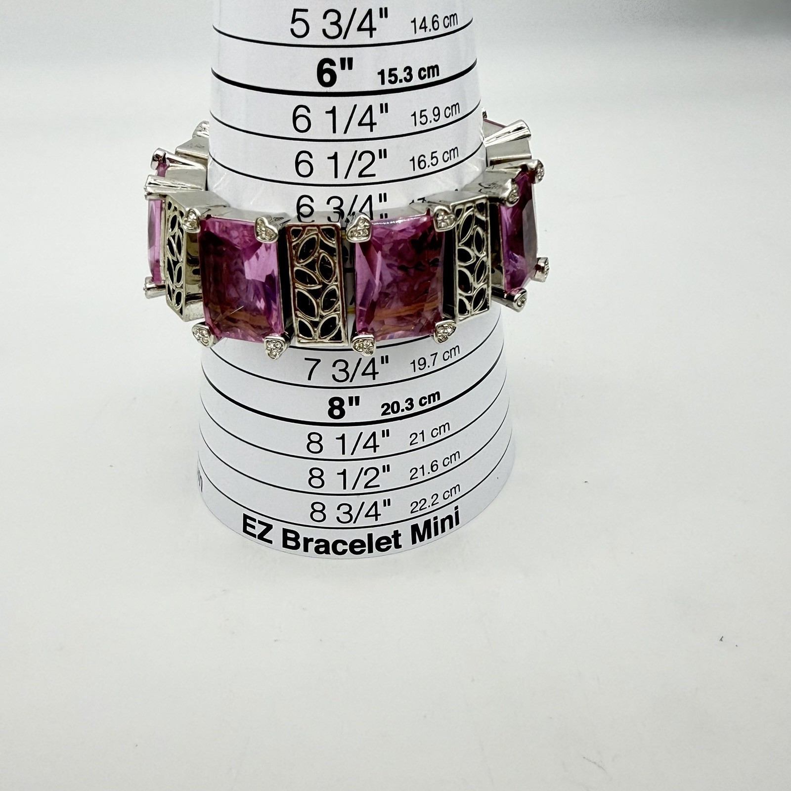 Vtg Crystal Bracelet Pink Glass Statement Heavy Chunky Unsigned Designer