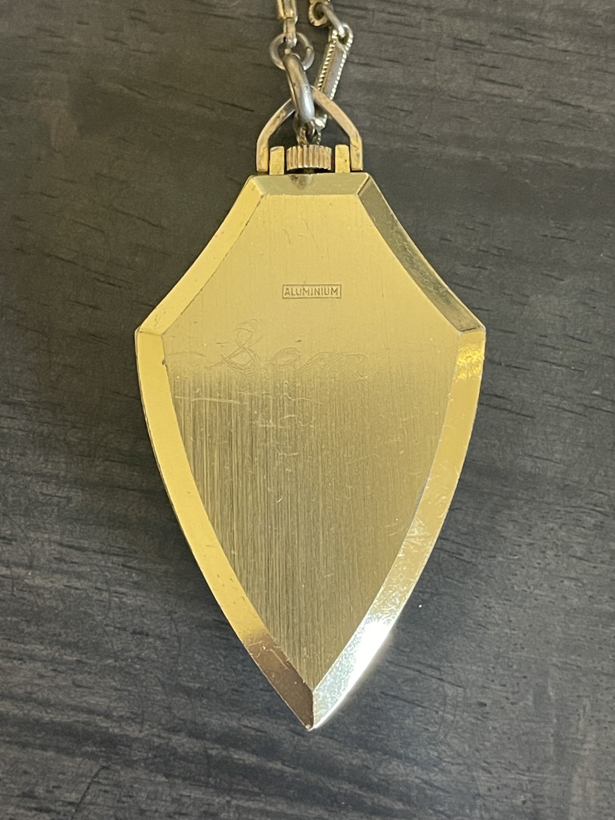 Vintage Unusual Endura Crest Shaped Windup Watch Aluminum Case-Metal Link Chain