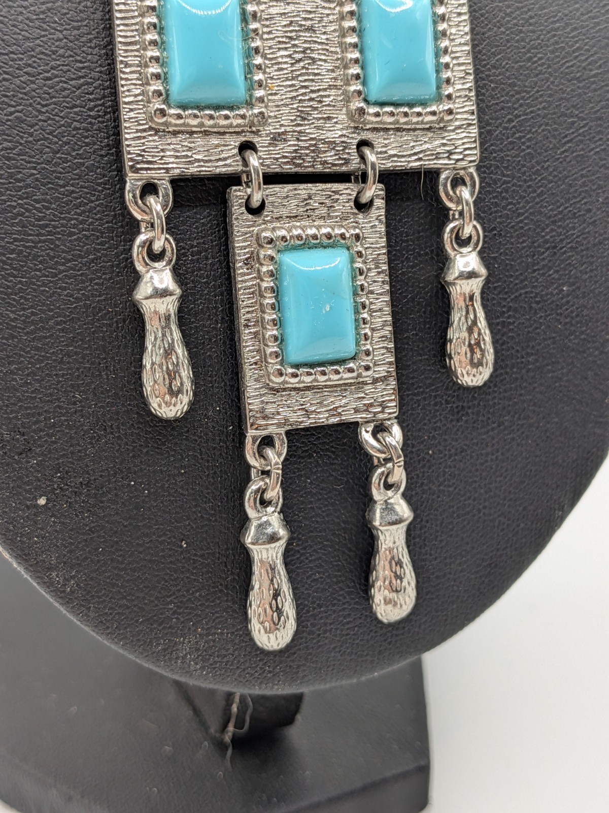 Vintage 1971 SARAH COVENTRY Folklore Silver Tone Simulated Turquoise Pendant