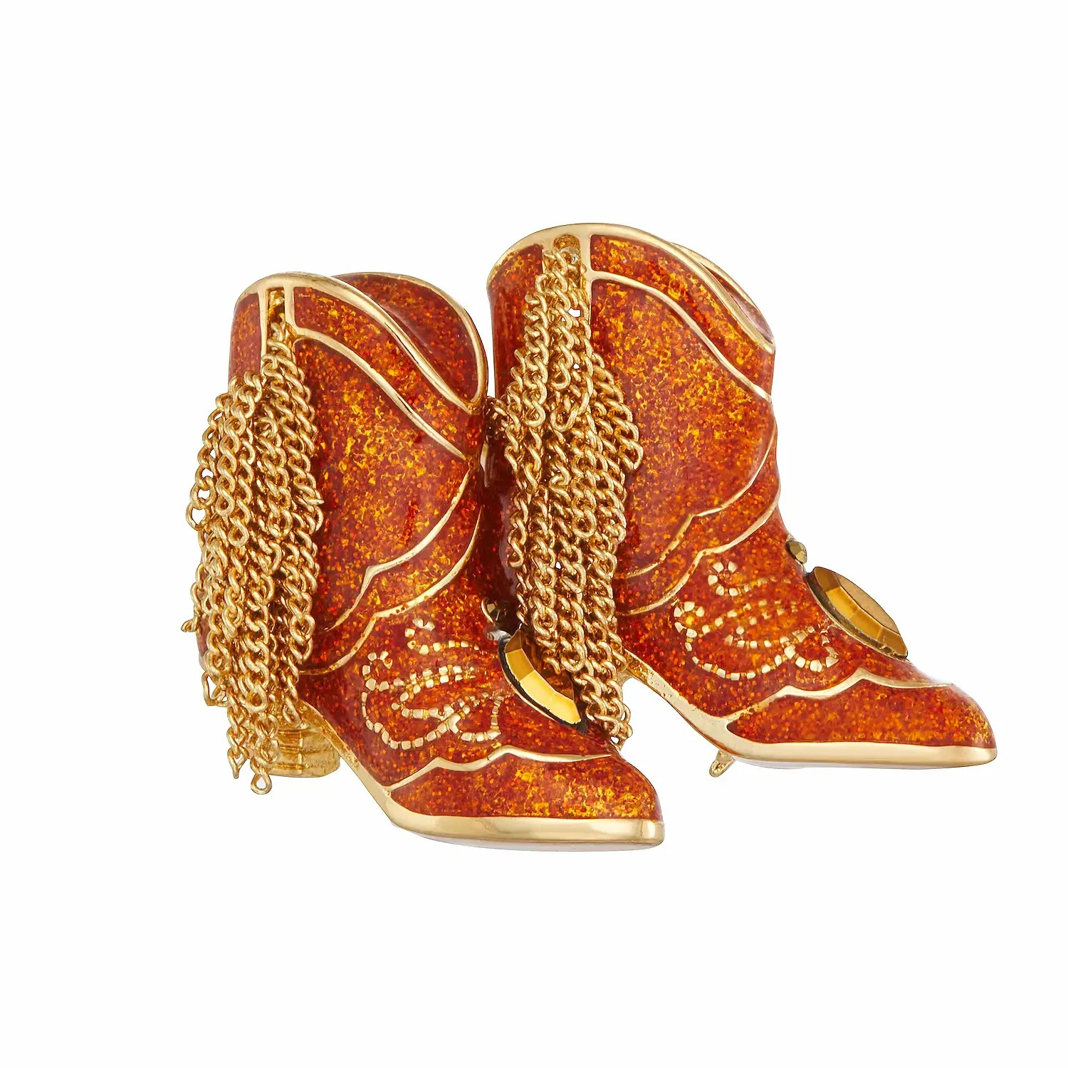 Vintage Napier Gold Tone Cowboy Boots Enamel Pin Brooch, Western Jewelry Gift