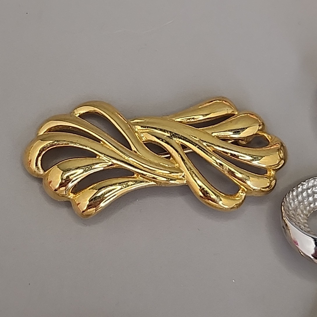 Vintage Monet Brooch Bracelet Lot of 6 Ribbons Hinged Bangle