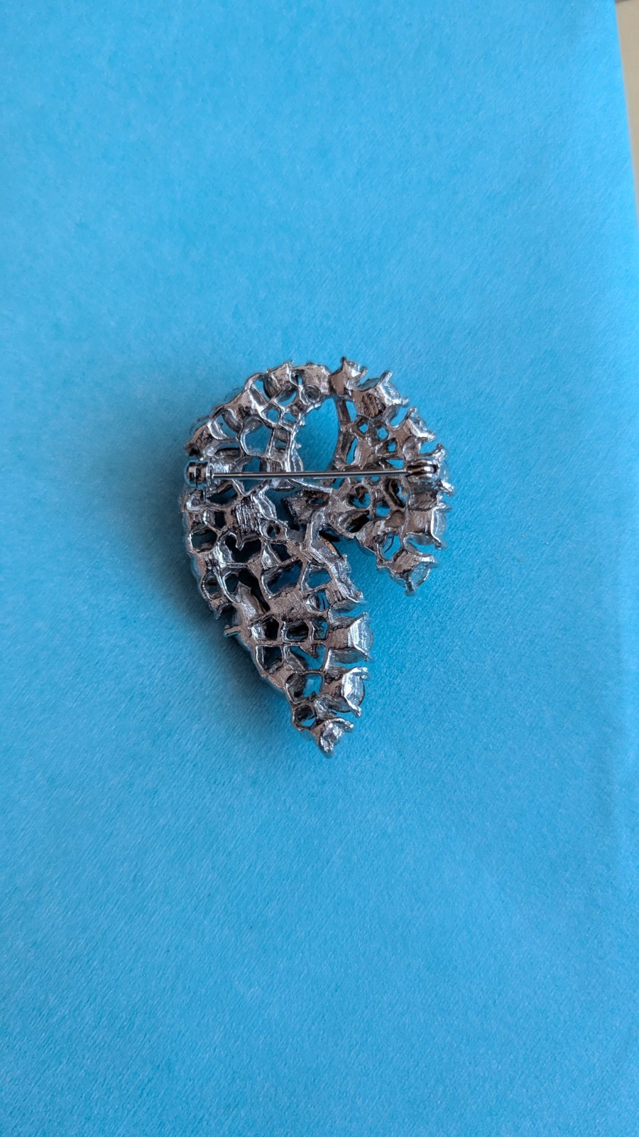 Light Blue, Dark Blue And Green Rhinestone Brooch