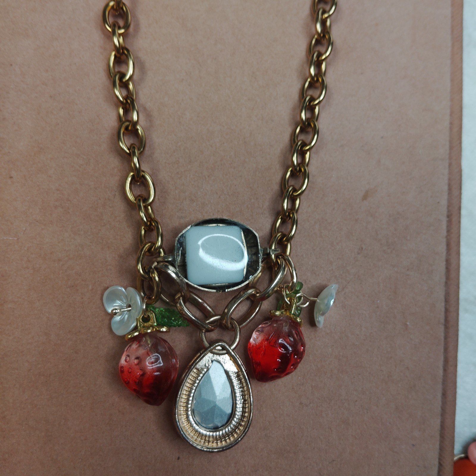 Artisan Repurposed Glass Charm Bracelet Or “15 Necklace Whimsical Steampunk
