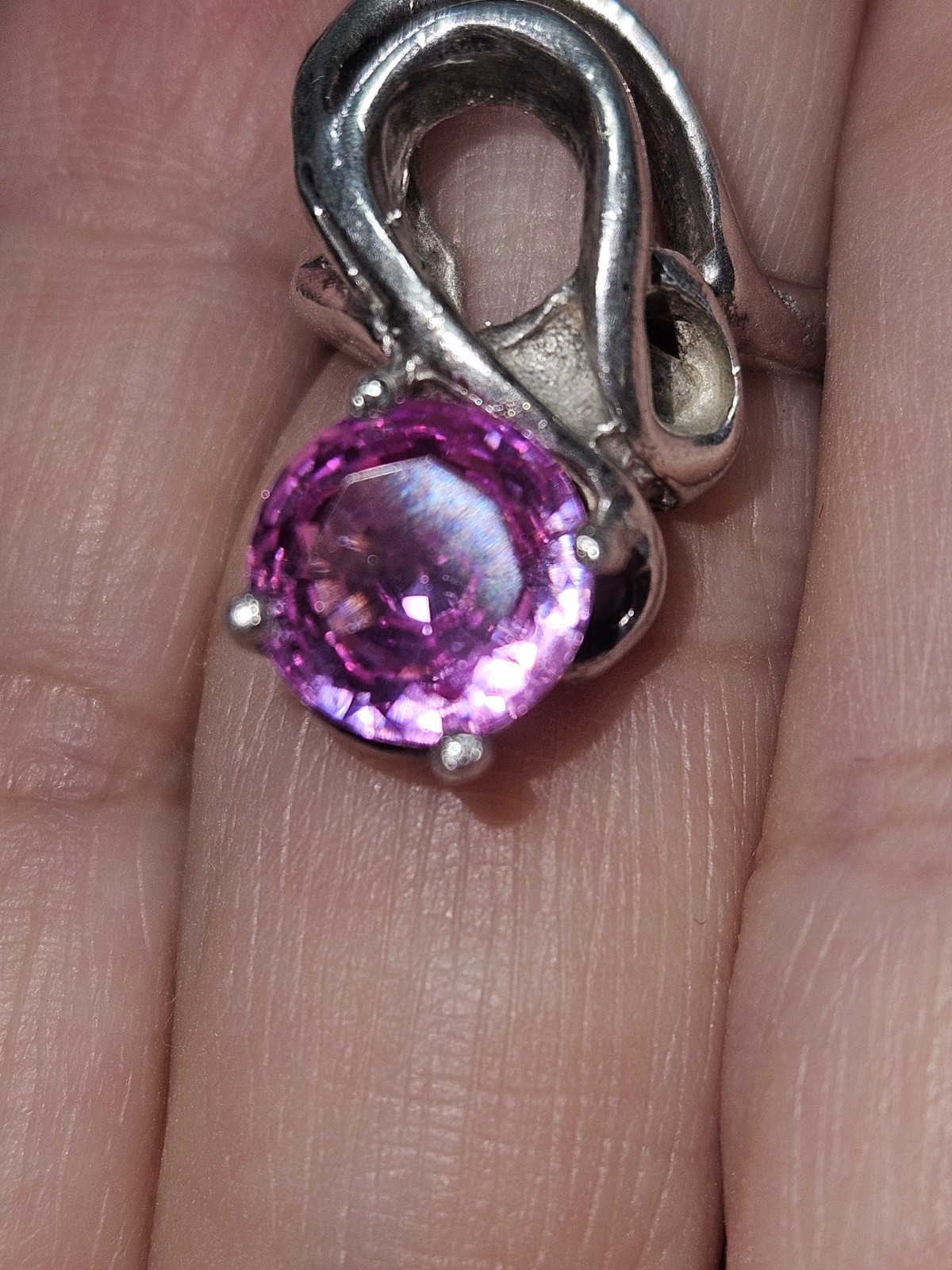 Beatiful & Vintage, Pink CZ 925 Silver Ring 8.2 g Sz 4.75