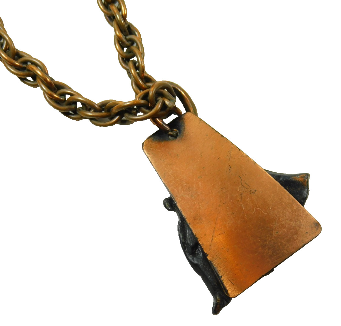 Vintage Copper Matador Pendant Rope Chain Necklace