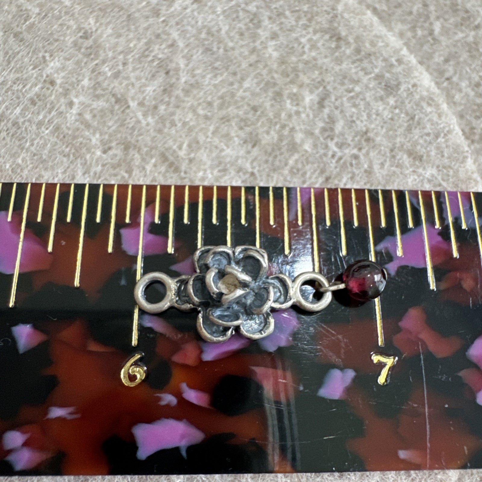 Vintage Sterling Silver Dangle Flower Bead Jewelry Pendant for Bracelet