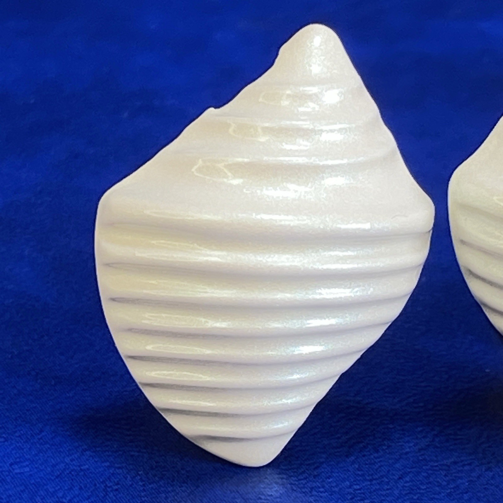 Vtg Avon Seaside Iridescent Enamel Finish on Metal Conch Shell Clip On Earrings