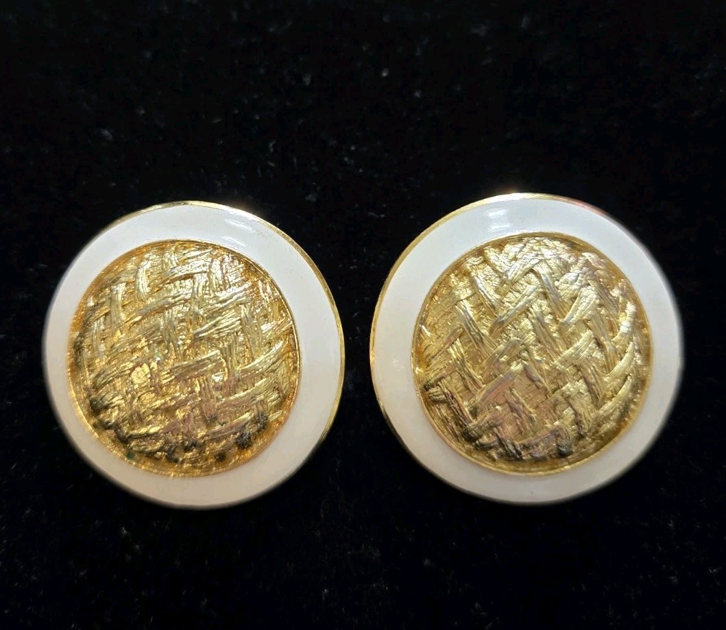 ORENA Paris France Couture Designer Brand Gold Clip Earrings Vintage 80-90’s