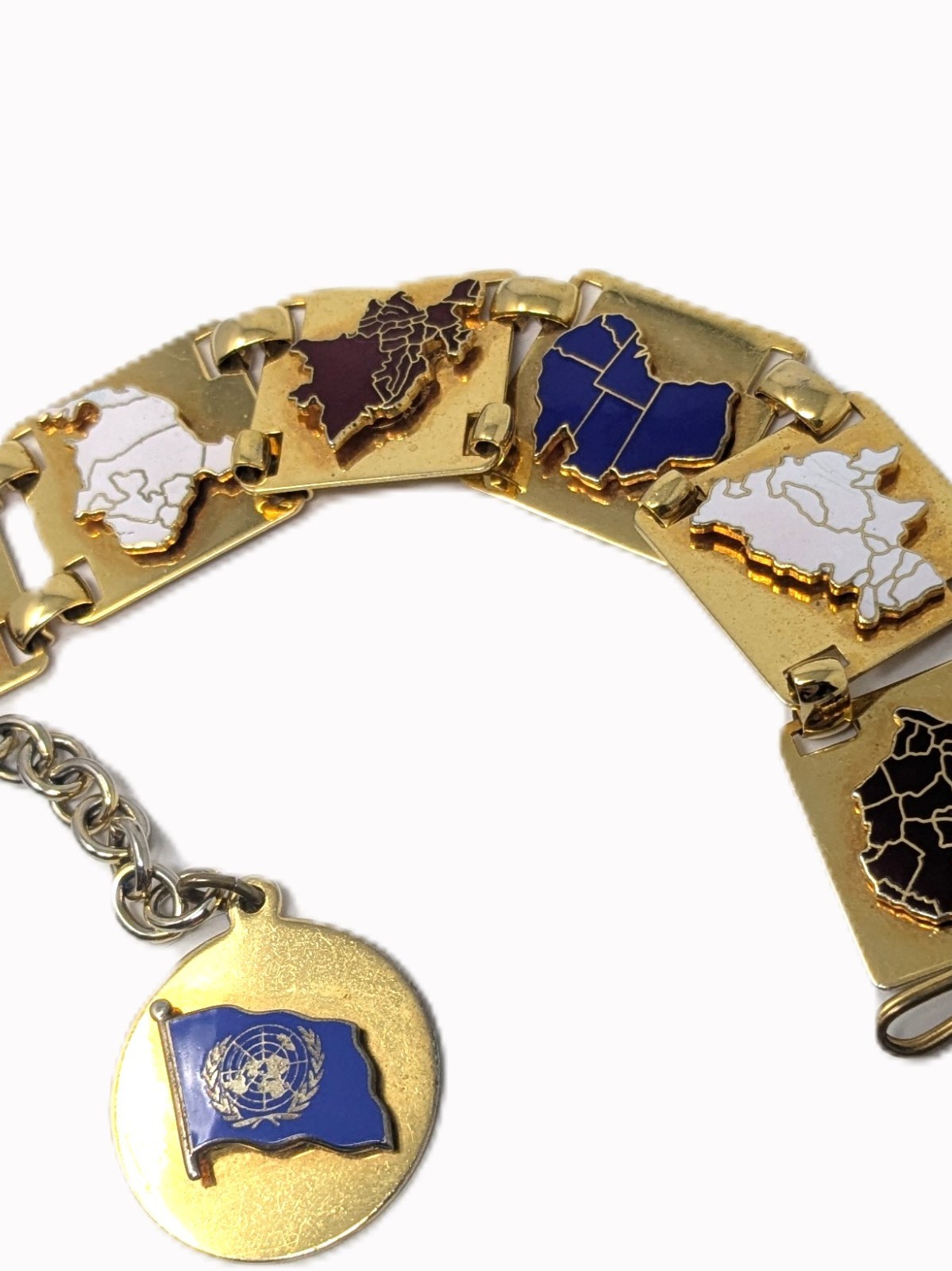 Vintage 60s United Nations Geoscheme Continental Regions Bracelet Bates & Klinke