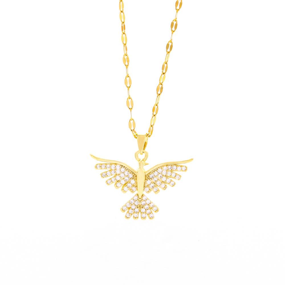 18k Gold Plated Vintage Phoenix Pendant Necklace Women Retro Daily Wear Gift Set