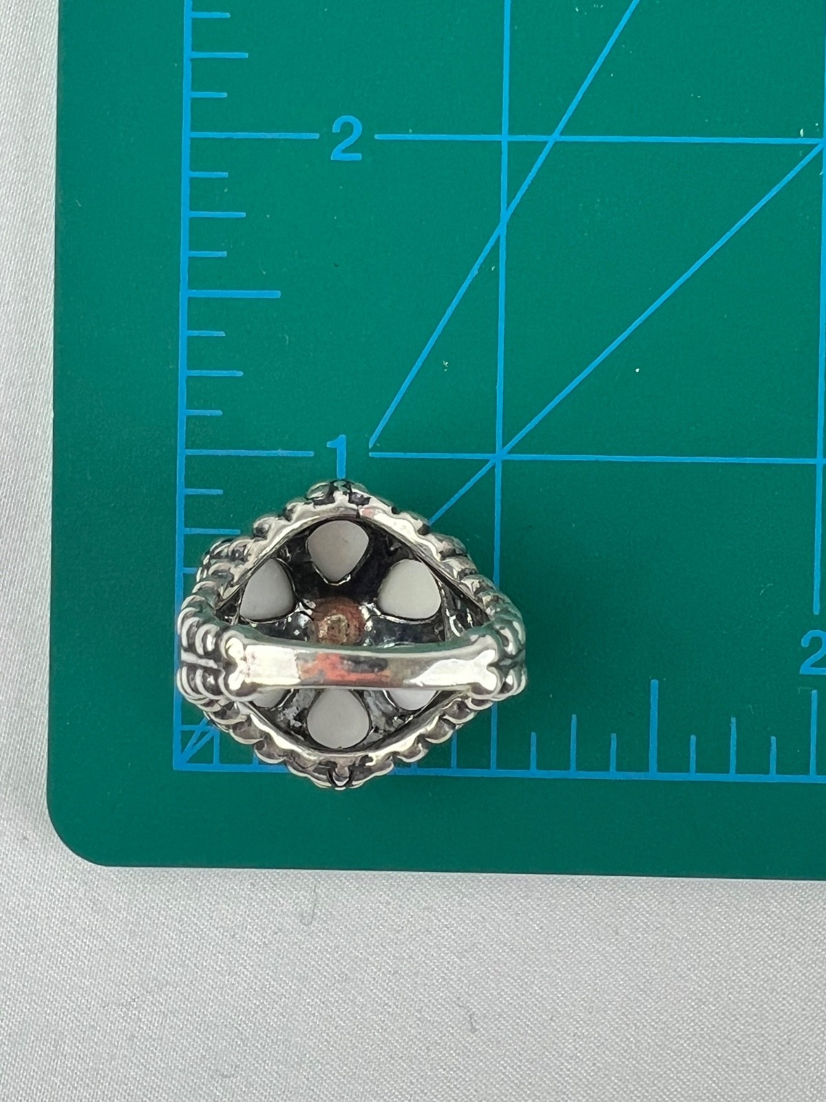 Carolyn Pollack Relios White Howlite Flower Sterling Silver Ring Size 8