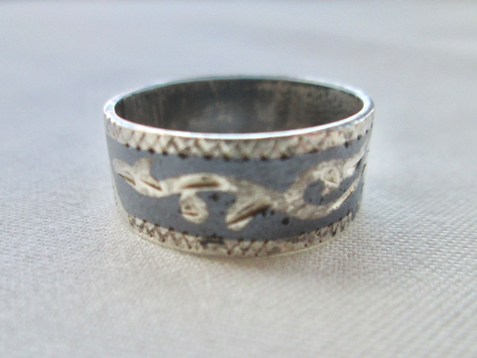Vintage Soviet USSR Coat of Arms Ring 925 Sterling Silver Blackened Kubachi Styl